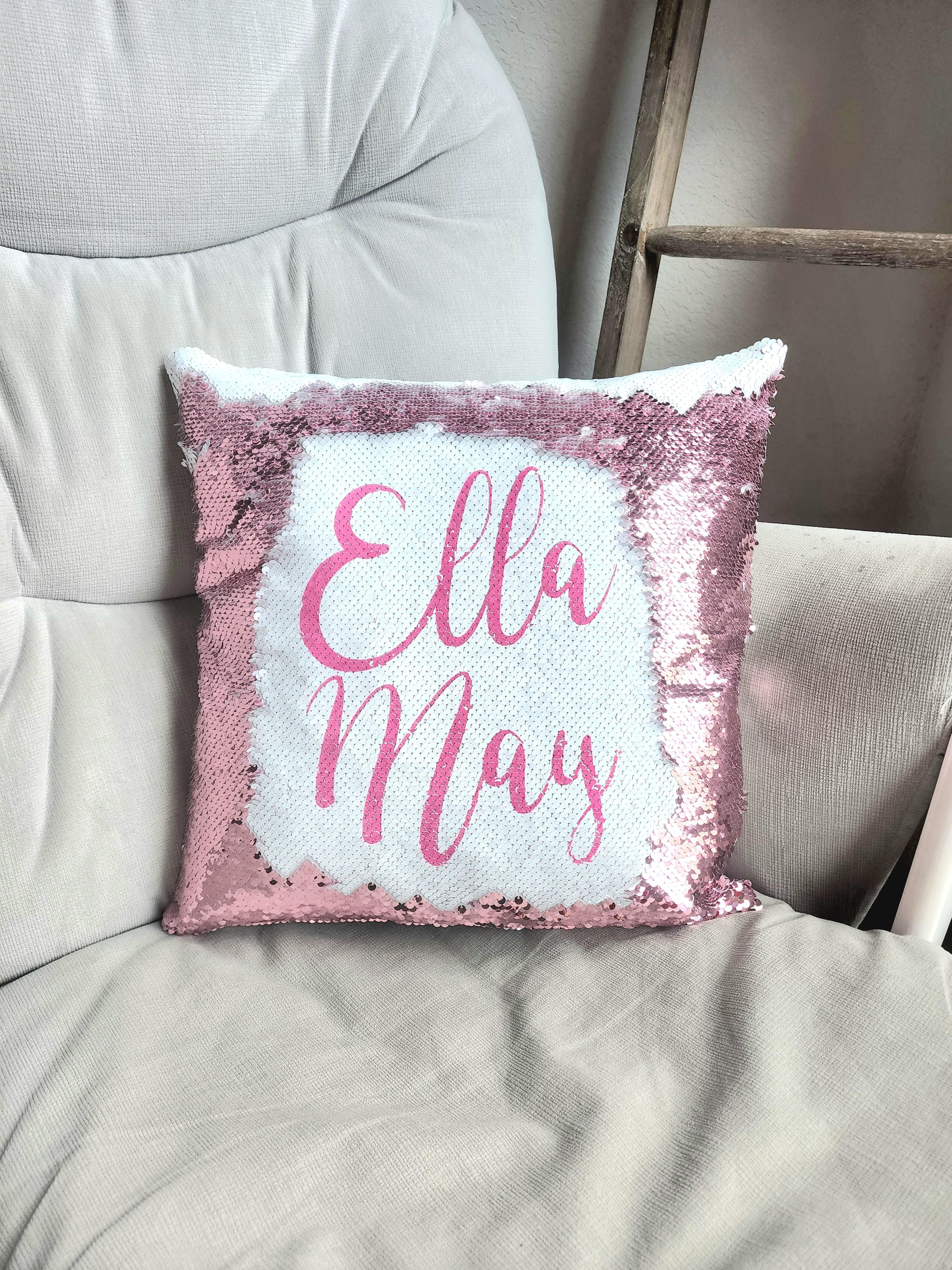 This personalized decorative "Your Text Here" pillow makes a great gift for any teenager birthday girl or boy. The reversible sequin or non sequin pillow case is perfect for the child's room and for them to enjoy during a movie or tv time. They are also great for when taking a nap in the couch, bed or car, etc. They make a great addition to a glamping tent party as well.