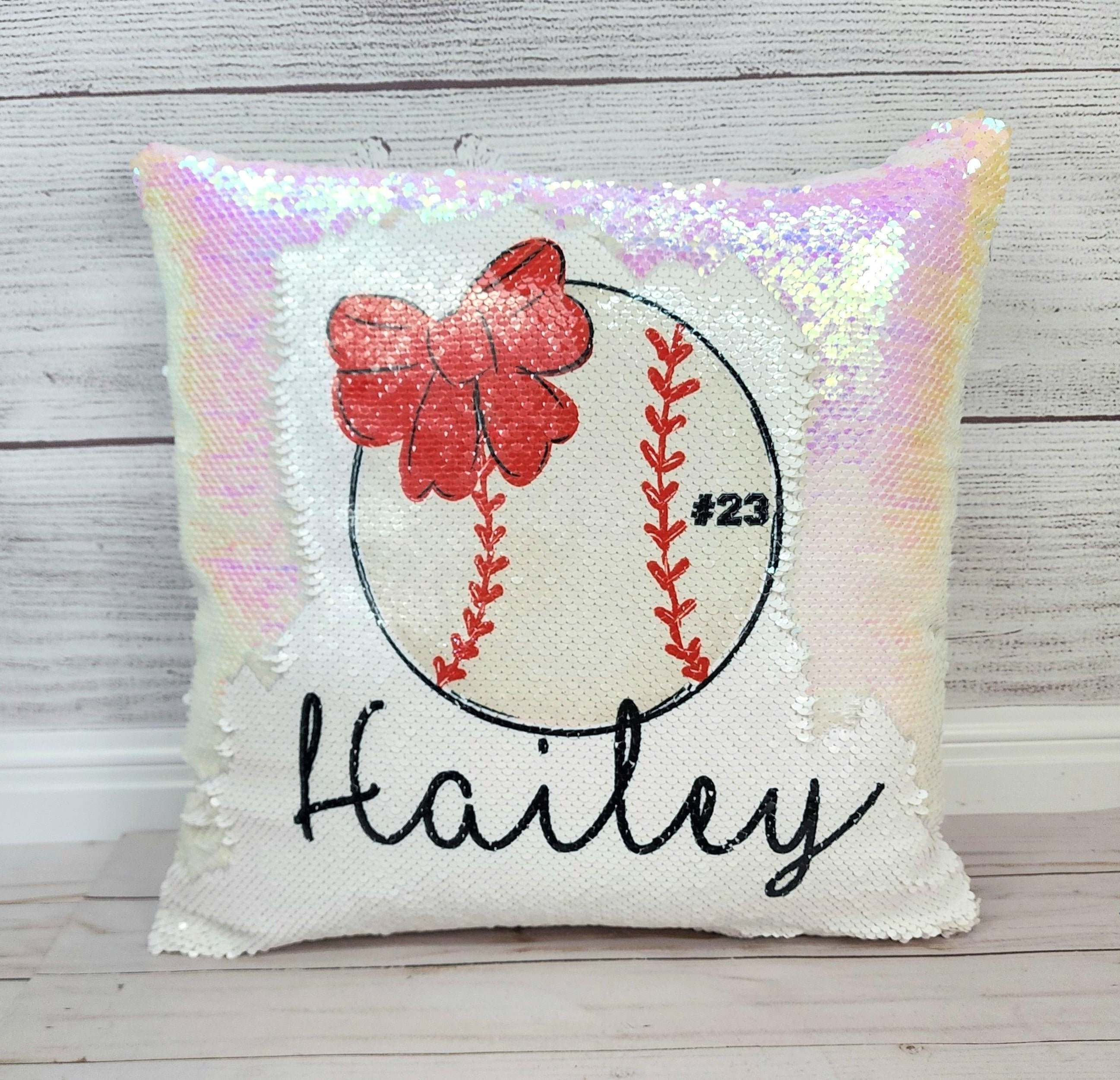Softball and Sports Birthday Gift for Girls, Softball pillow case personalized Sequin Throw Pillowcase Custom Reversible Pillow Decorative Cushion Pillow Cover lover gift | Gift for child with Sensory Needs and or Autism | Gift for 5 year old Girls | Gift for Girls | Gift for 2 3 4 5 6 year old girls | Personalized Sequin Decor | Birthday Girl Gift Personalized Pillow for Girls | Gift for Birthday Theme Party Supplies