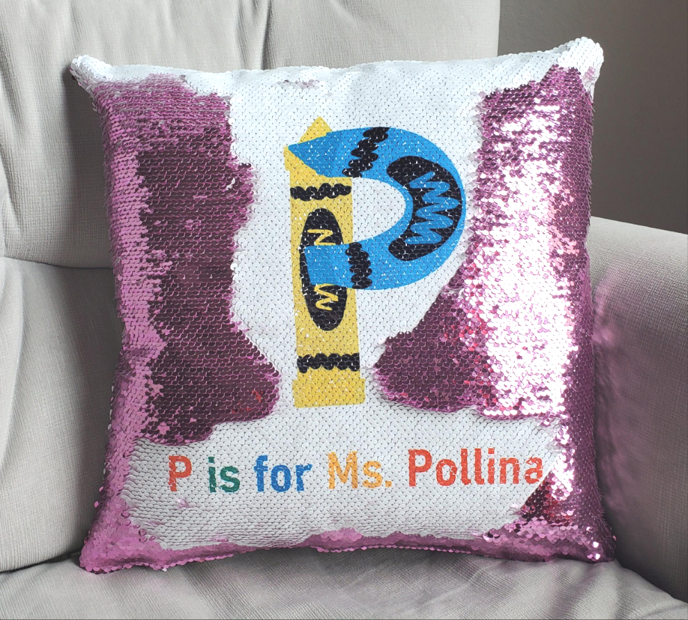 Teacher Appreciation Gift Sequin Pillow Teach Love Inspire