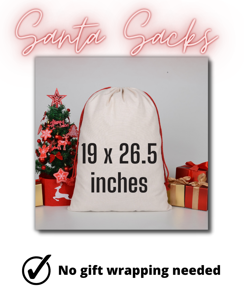 Custom Poinsetta Wreath Santa Toy Sack, Reusable Giant Gift Bag