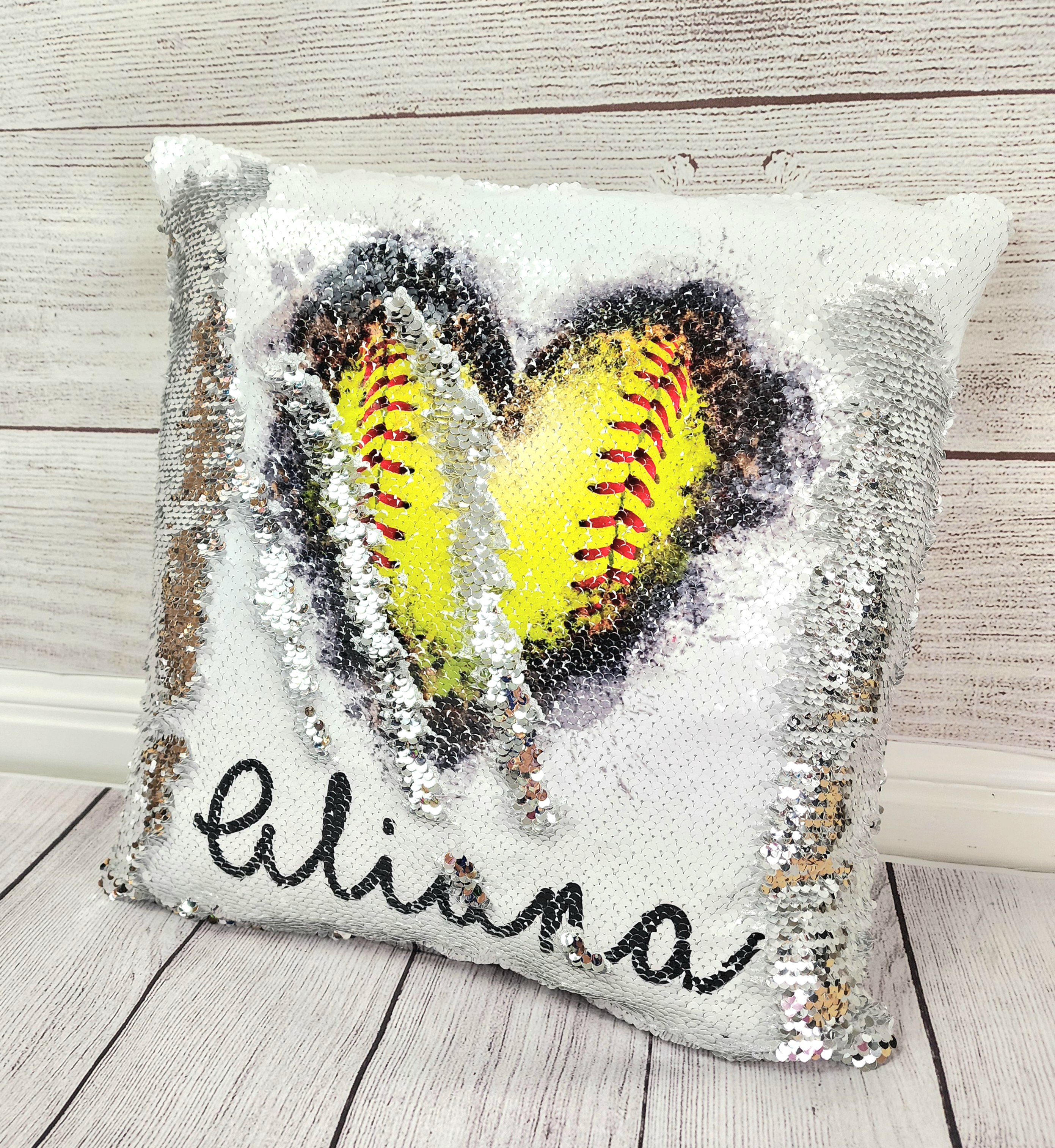 Heart Softball Pillow - Sequin