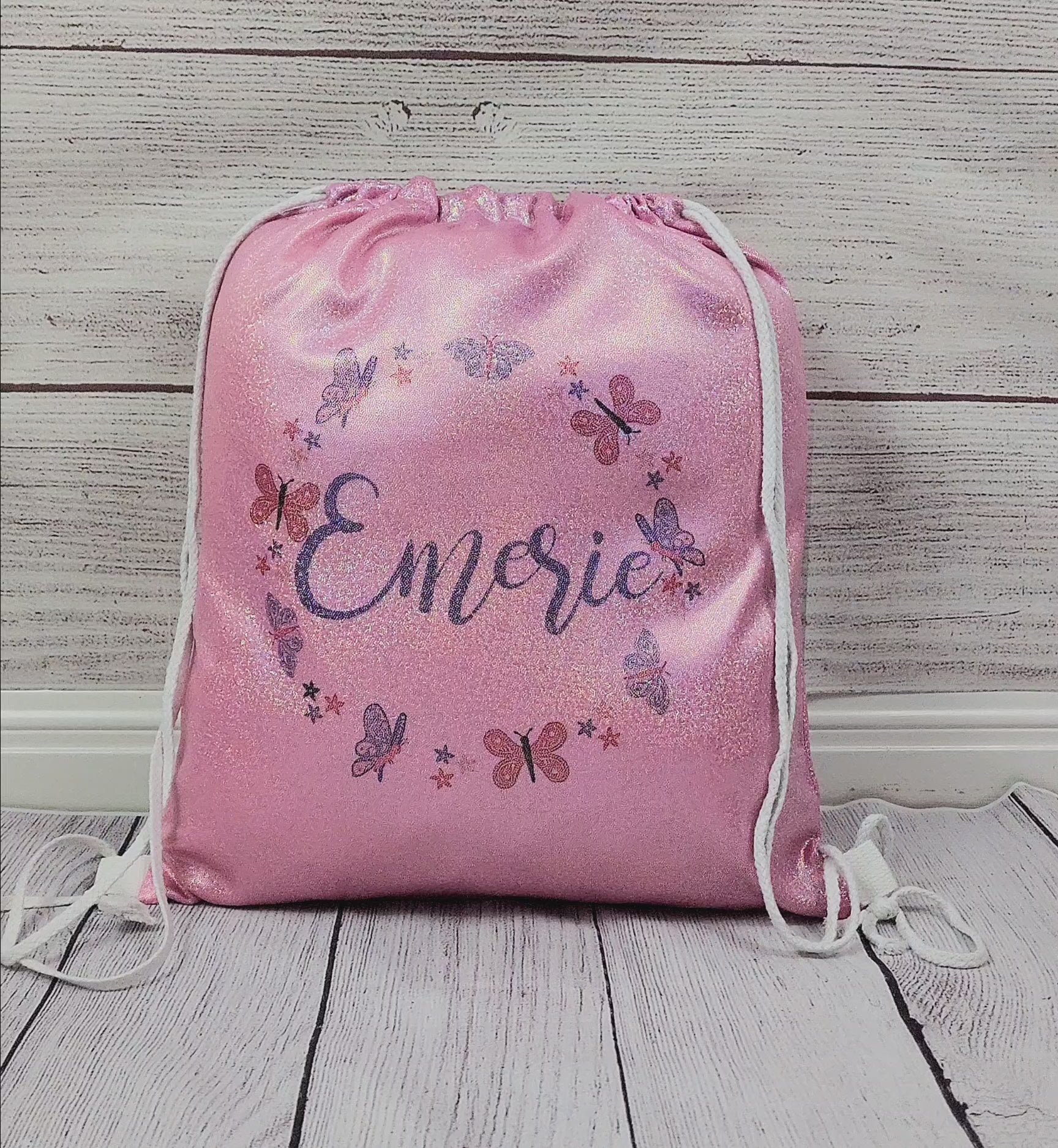 Custom Butterfly- Shimmer Glitter PINK Bag