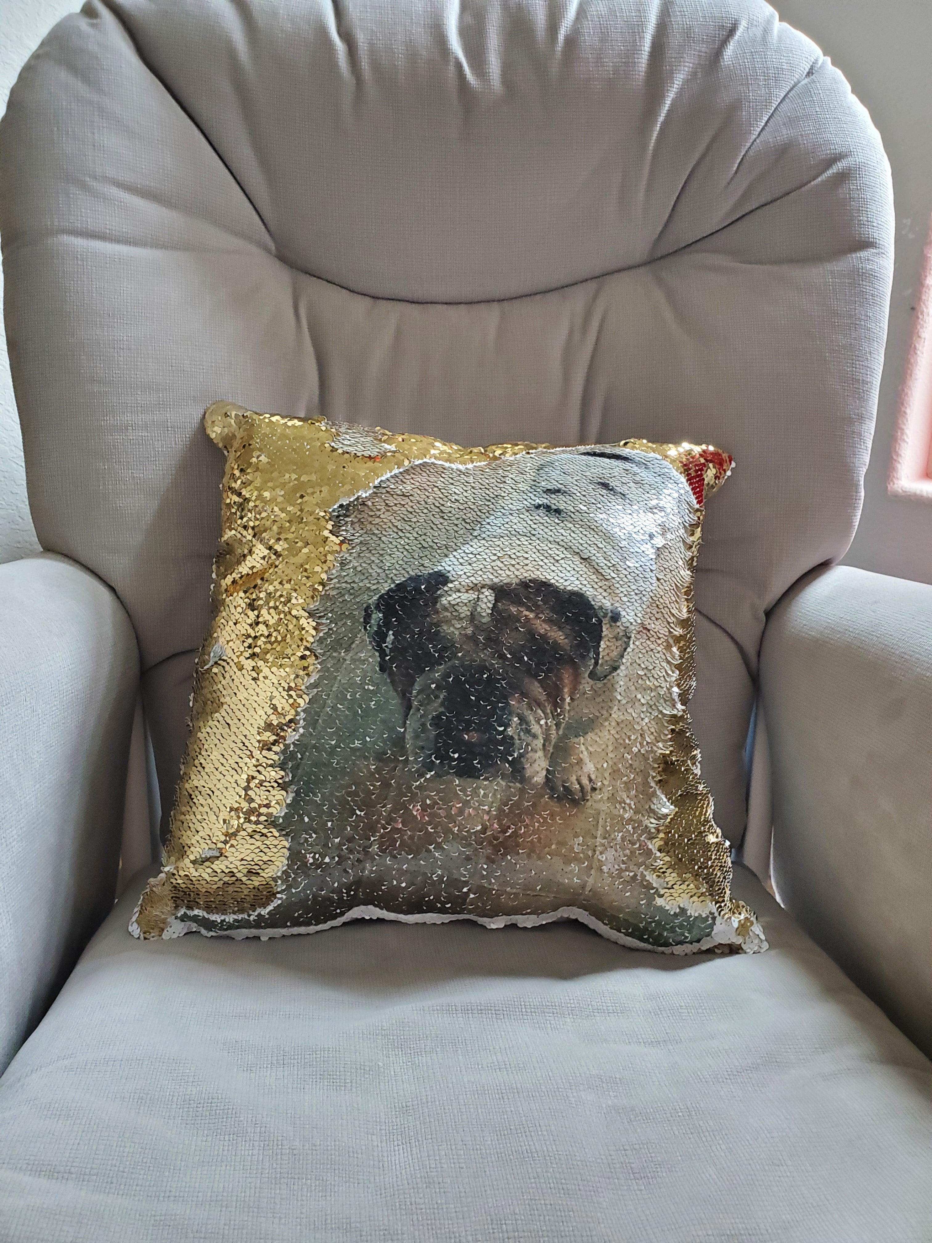 Anniversary Custom Photo Pillow - Sequin