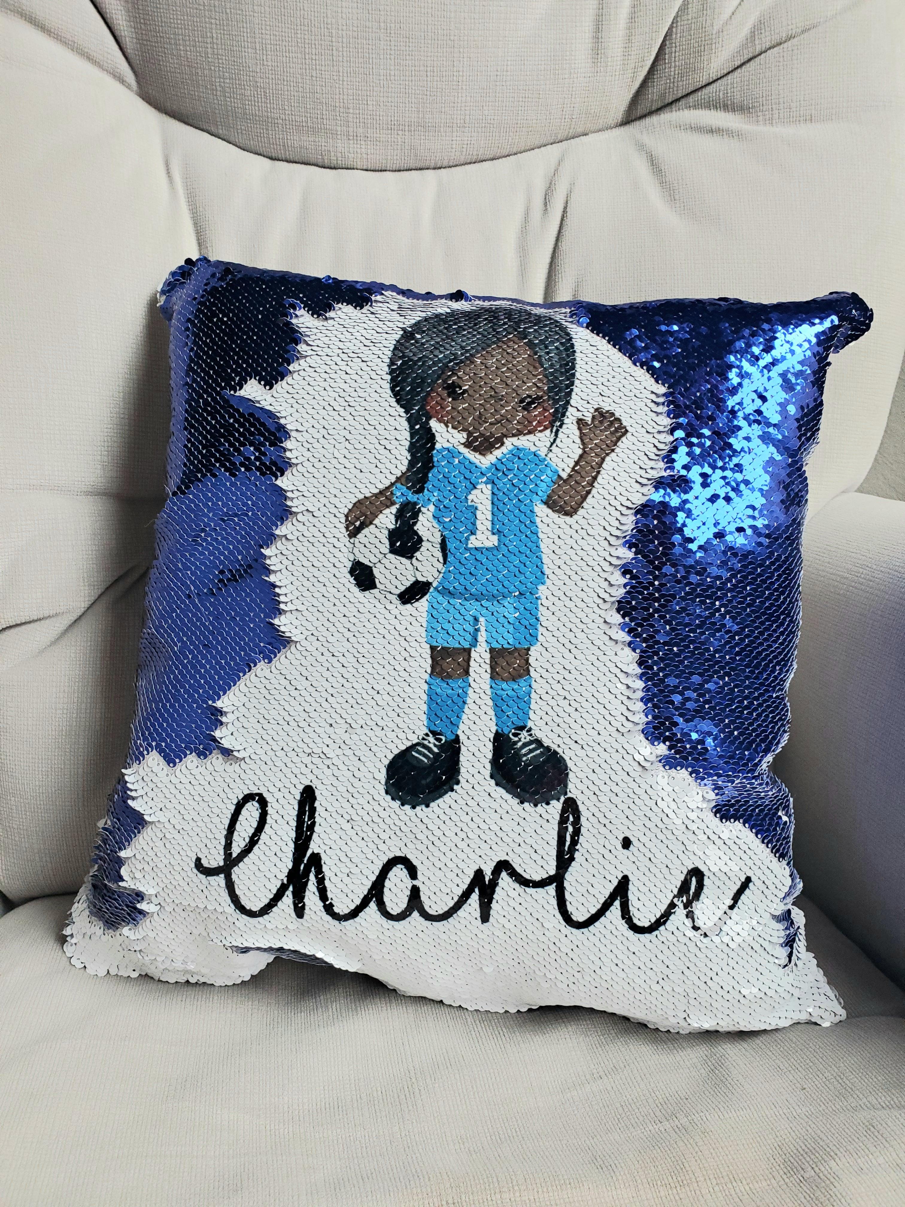  Soccer Gift for Girls or Boys , Soccer Decor AllStar Sports Gift | Kids SleepOver Party or Room Decor Pillow,  Birthday Gift for Girls, Pillow case personalized Sequin Throw Pillowcase Custom Reversible Pillow Decorative Cushion Pillow Cover ,Gift for child with Sensory Needs and or Autism | Gift for 5 year old Girls | Gift for Girls | Gift for 2 3 4 5 6 year old girls | Birthday Girl Gift | | Personalized Shirt for Girls | Gift for Birthday Theme Party Suplies