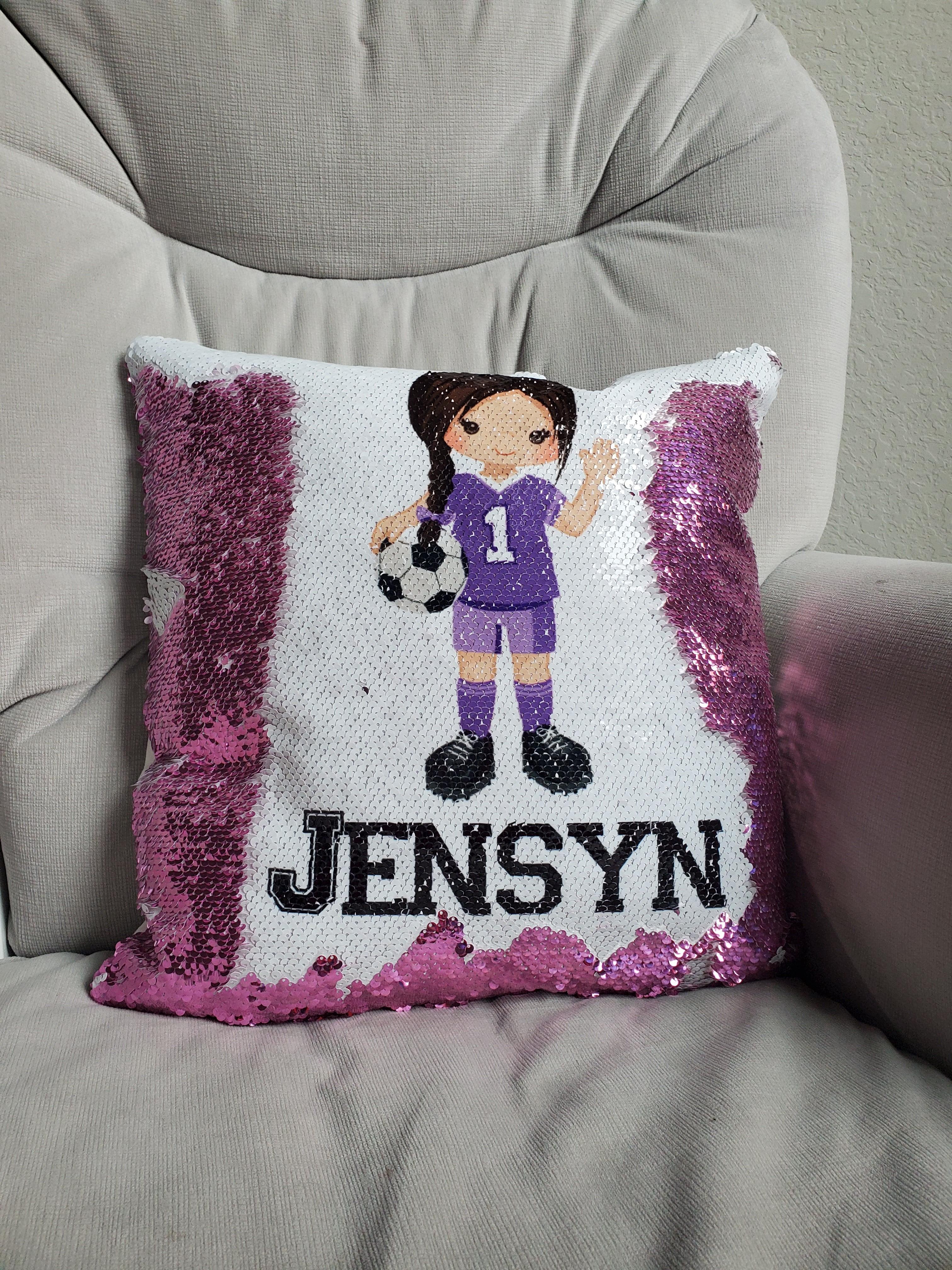 Soccer Player Pillow - Sequin - Rejoice In Creation