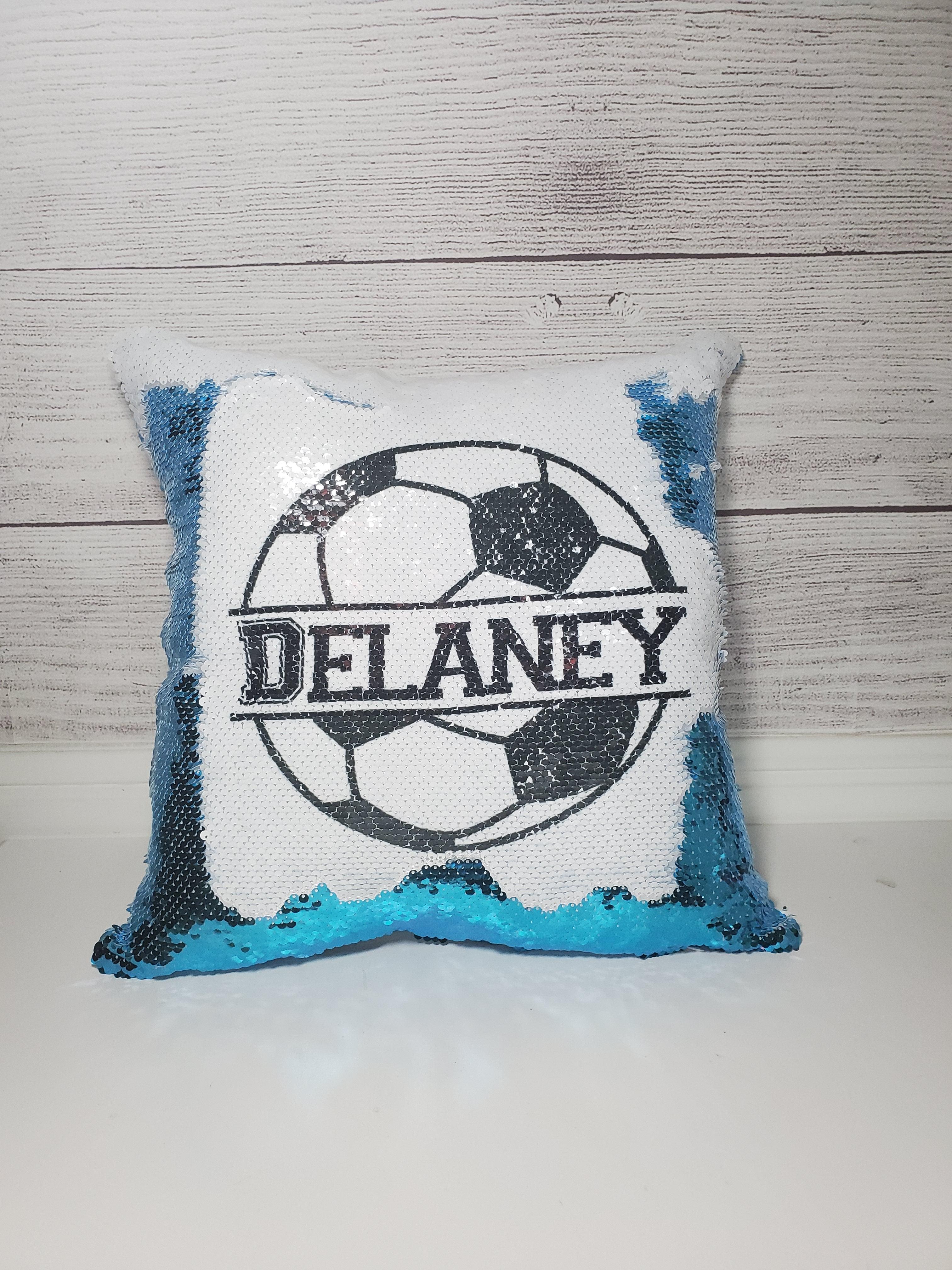 Are you having planning a Soccer birthday party? This pillow adds a special touch to the party décor! This personalized decorative Soccer pillow makes a great gift for any Soccer player. This pillow is perfect for your nursery, teen, or play room decoration and for them to enjoy during  a movie or tv time. They are also great for when taking a nap on the couch, bed or car, etc. They make a great end of soccer season team gift too!