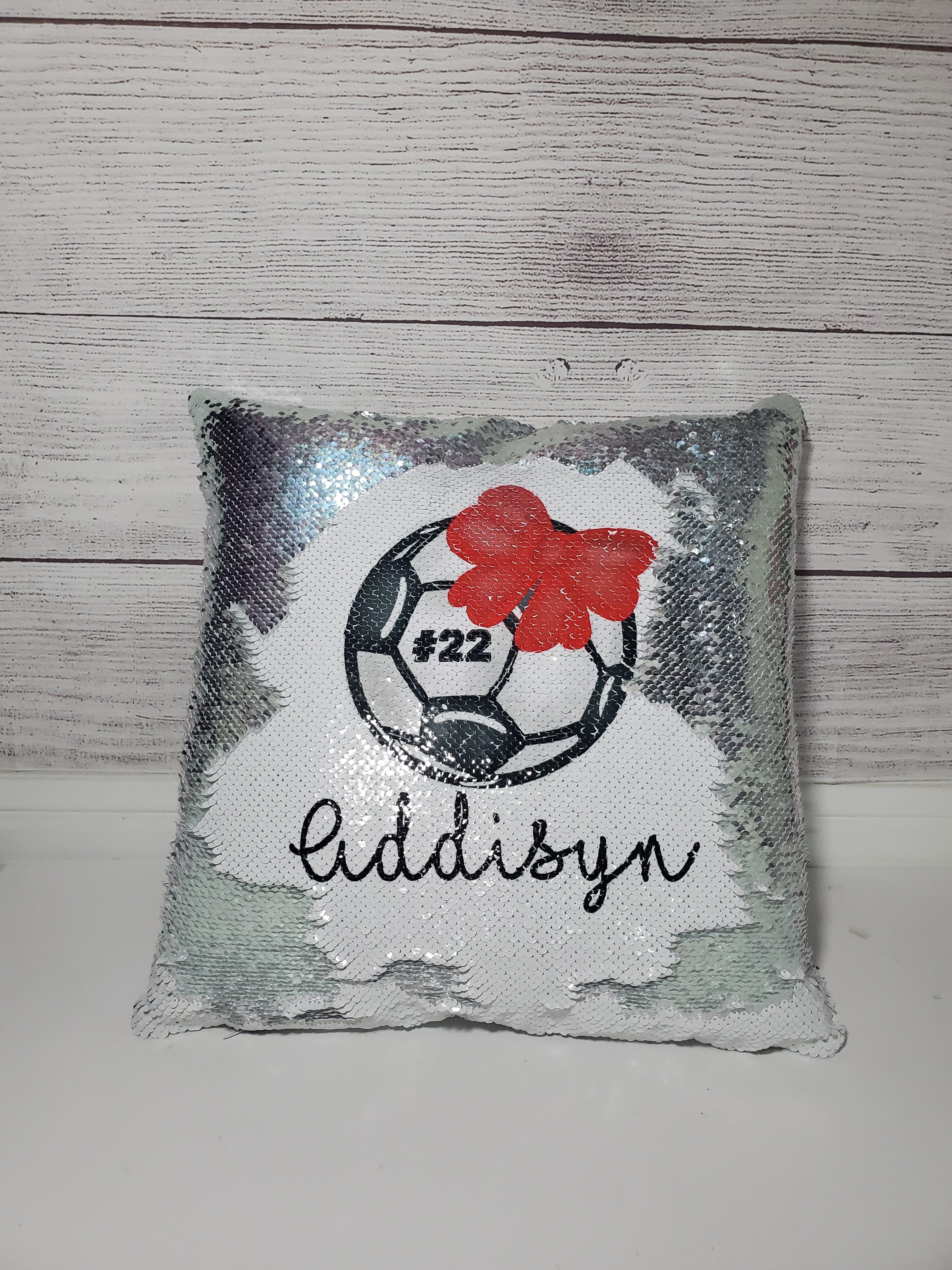 Soccer Ball with Bow Pillow - Sequin - Rejoice In Creation