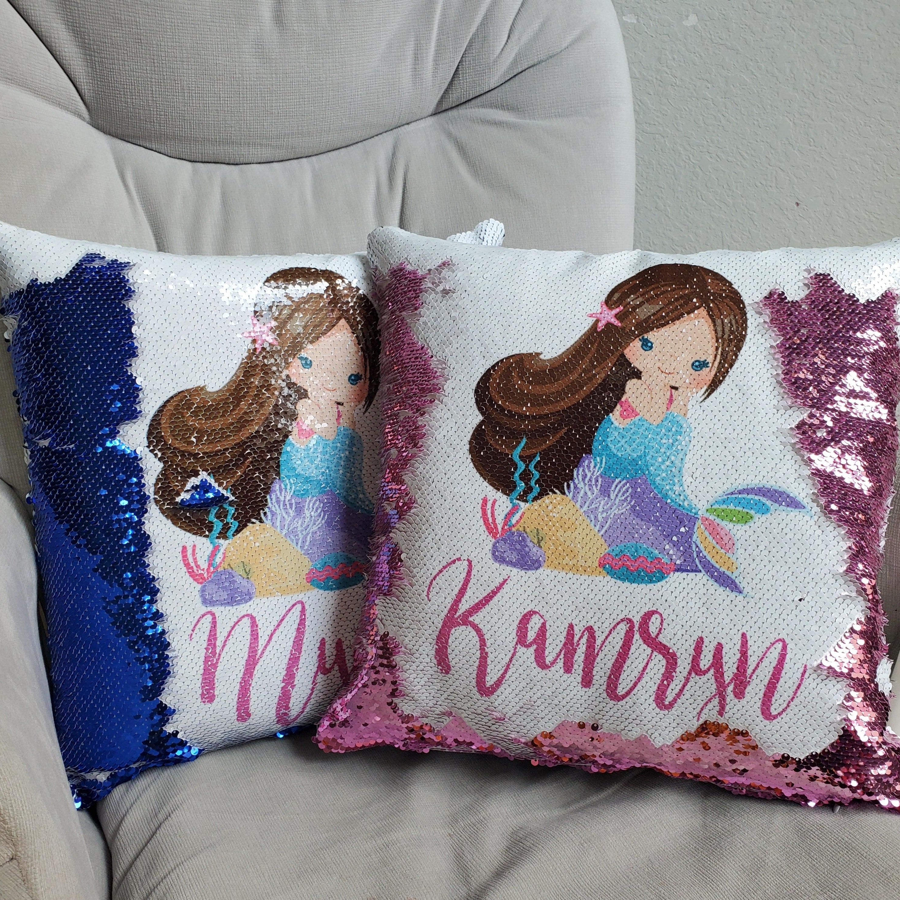 Custom Mermaid Gift, Mermaid Pillow, Birthday Gift for Girls, Mermaid pillow case personalized Sequin Throw Pillowcase Custom Reversible Pillow Decorative Cushion Pillow Cover Mermaid lover gift | Gift for child with Sensory Needs and or Autism | Gift for 5 year old Girls | Gift for Girls | Gift for 2 3 4 5 6 year old girls