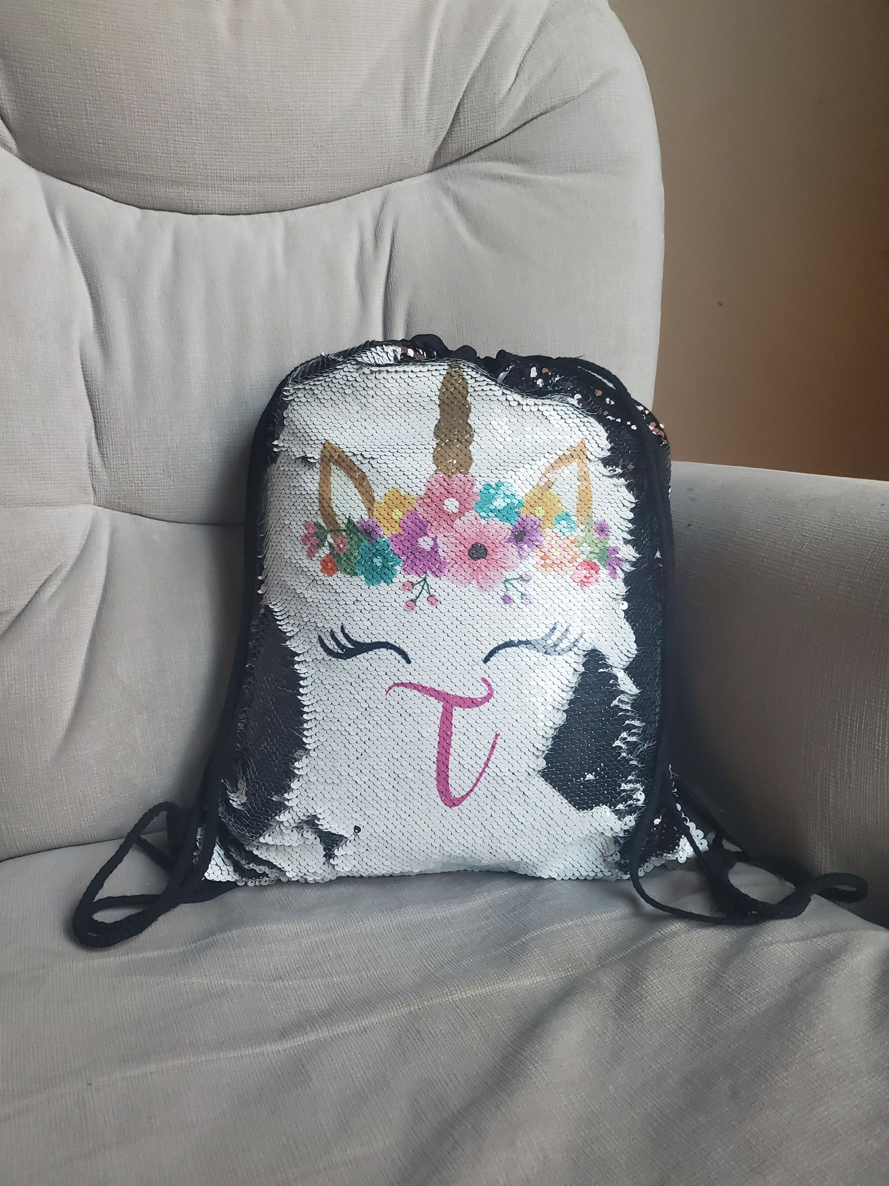 Unicorn Name- Sequin Drawstring Bag - Rejoice In Creation