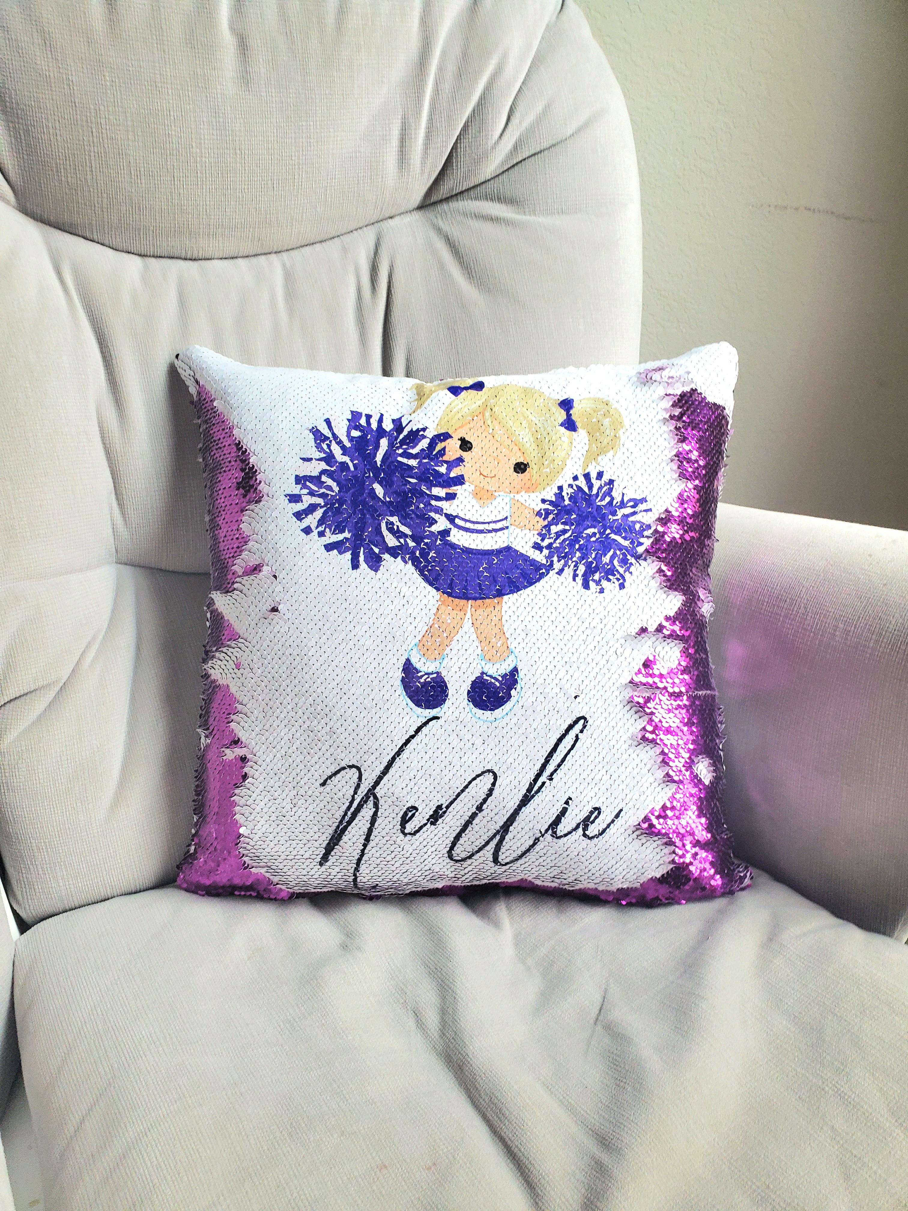 Looking for a Unique Cheer Gift? Are you planning a Cheerleader Birthday Party or Event? This pillow adds a special touch to the décor! This personalized decorative Cheer pillow makes a great gift for any birthday girl who loves Cheerleading and is a great décor idea for the child's room, nursery room or play room. It is useful to enjoy during a movie/ tv time or when taking a nap on the sofa, couch, bed or car, etc. 