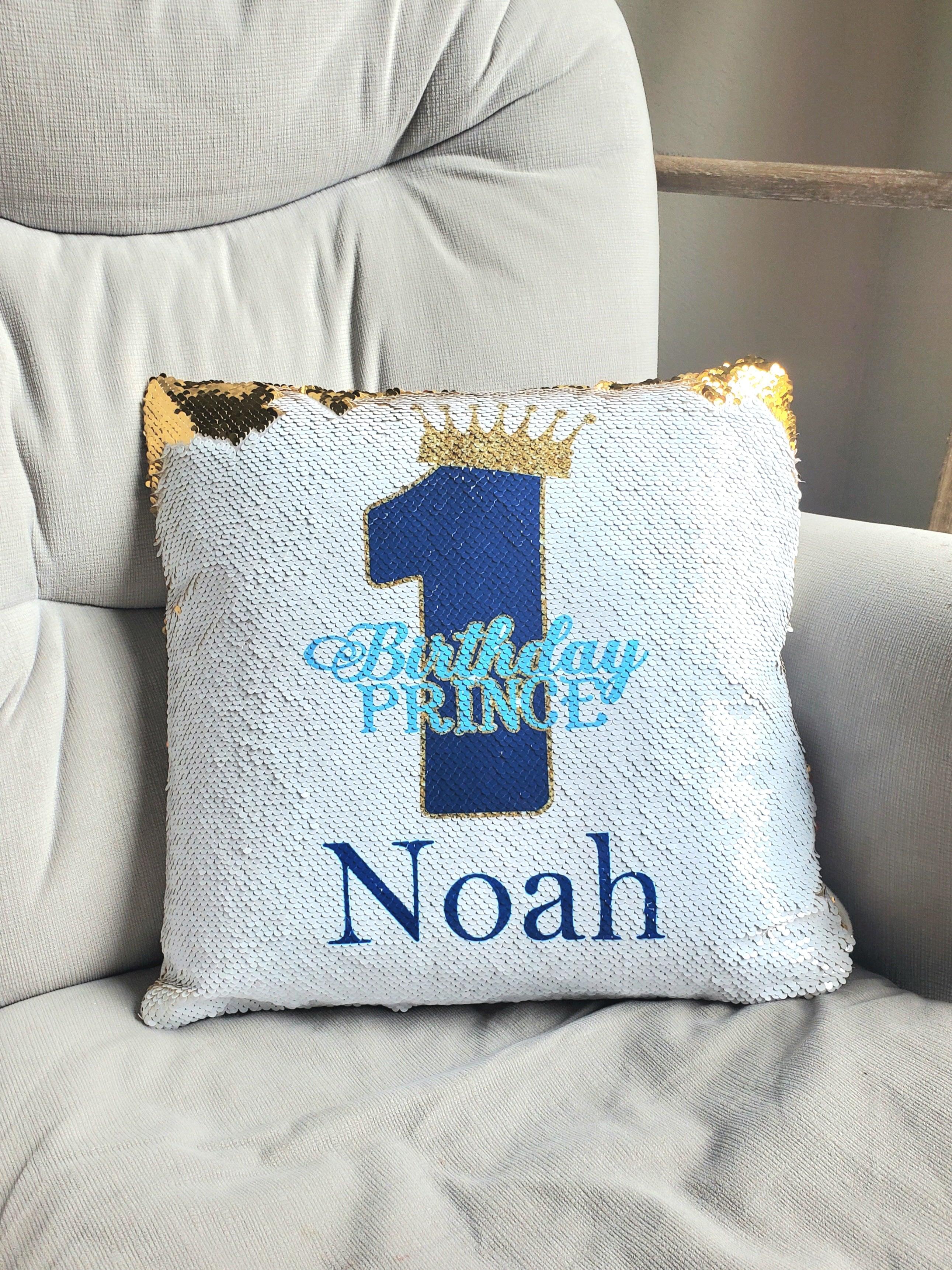 1st Birthday Prince Pillow - Sequin