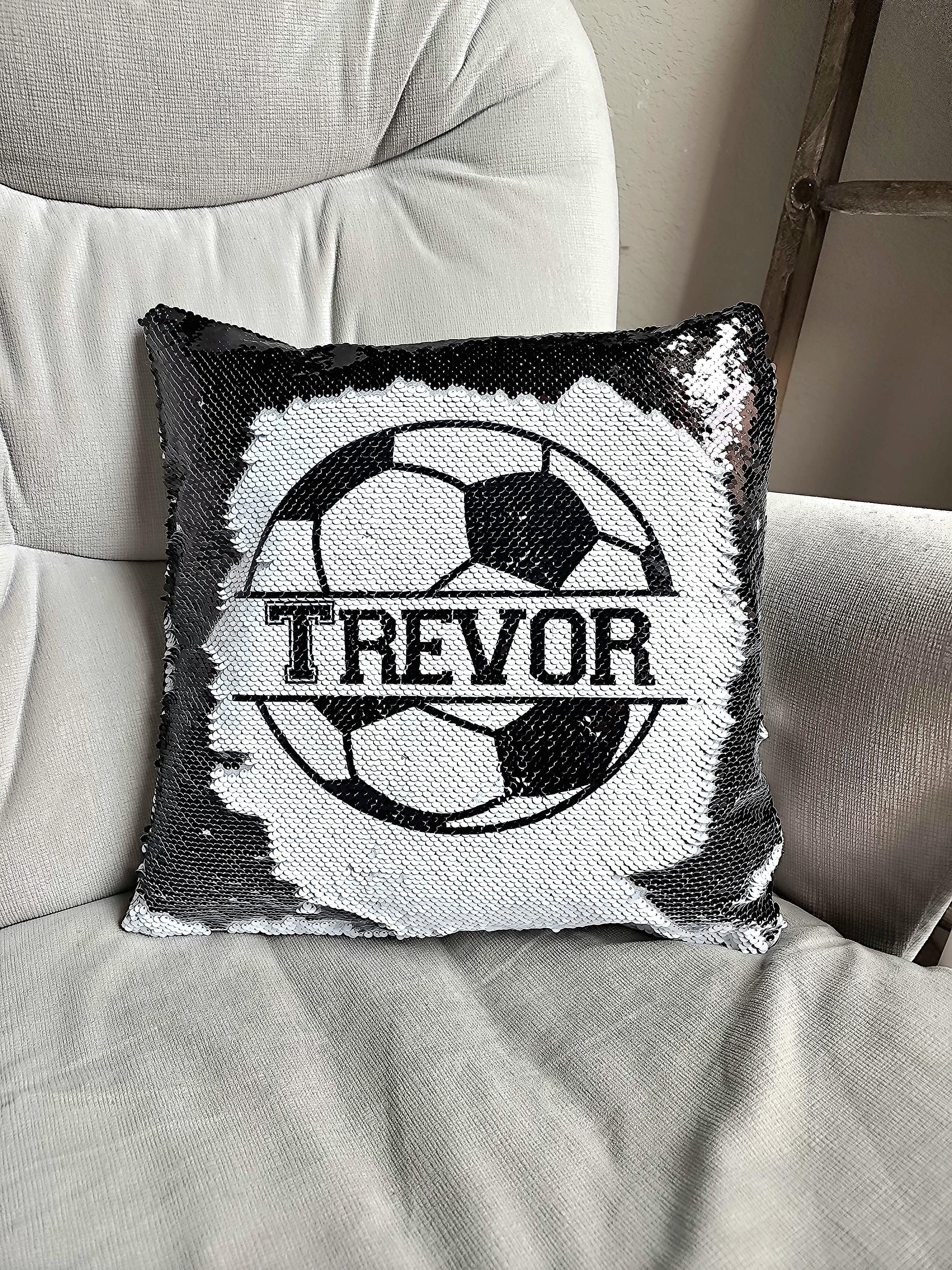 Are you having planning a Soccer birthday party? This pillow adds a special touch to the party décor! This personalized decorative Soccer pillow makes a great gift for any Soccer player. This pillow is perfect for your nursery, teen, or play room decoration and for them to enjoy during  a movie or tv time. They are also great for when taking a nap on the couch, bed or car, etc. They make a great end of soccer season team gift too!