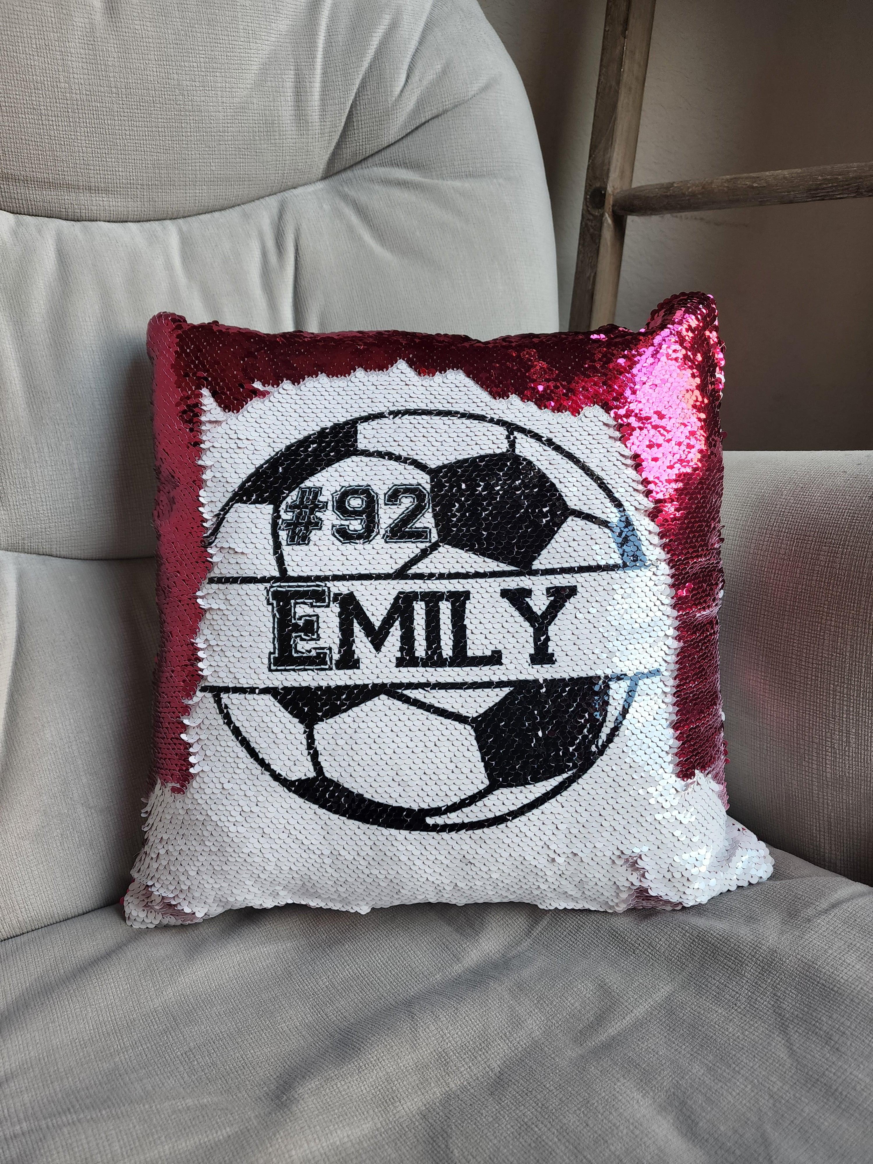 Are you having planning a Soccer birthday party? This pillow adds a special touch to the party décor! This personalized decorative Soccer pillow makes a great gift for any Soccer player. This pillow is perfect for your nursery, teen, or play room decoration and for them to enjoy during  a movie or tv time. They are also great for when taking a nap on the couch, bed or car, etc. They make a great end of soccer season team gift too!