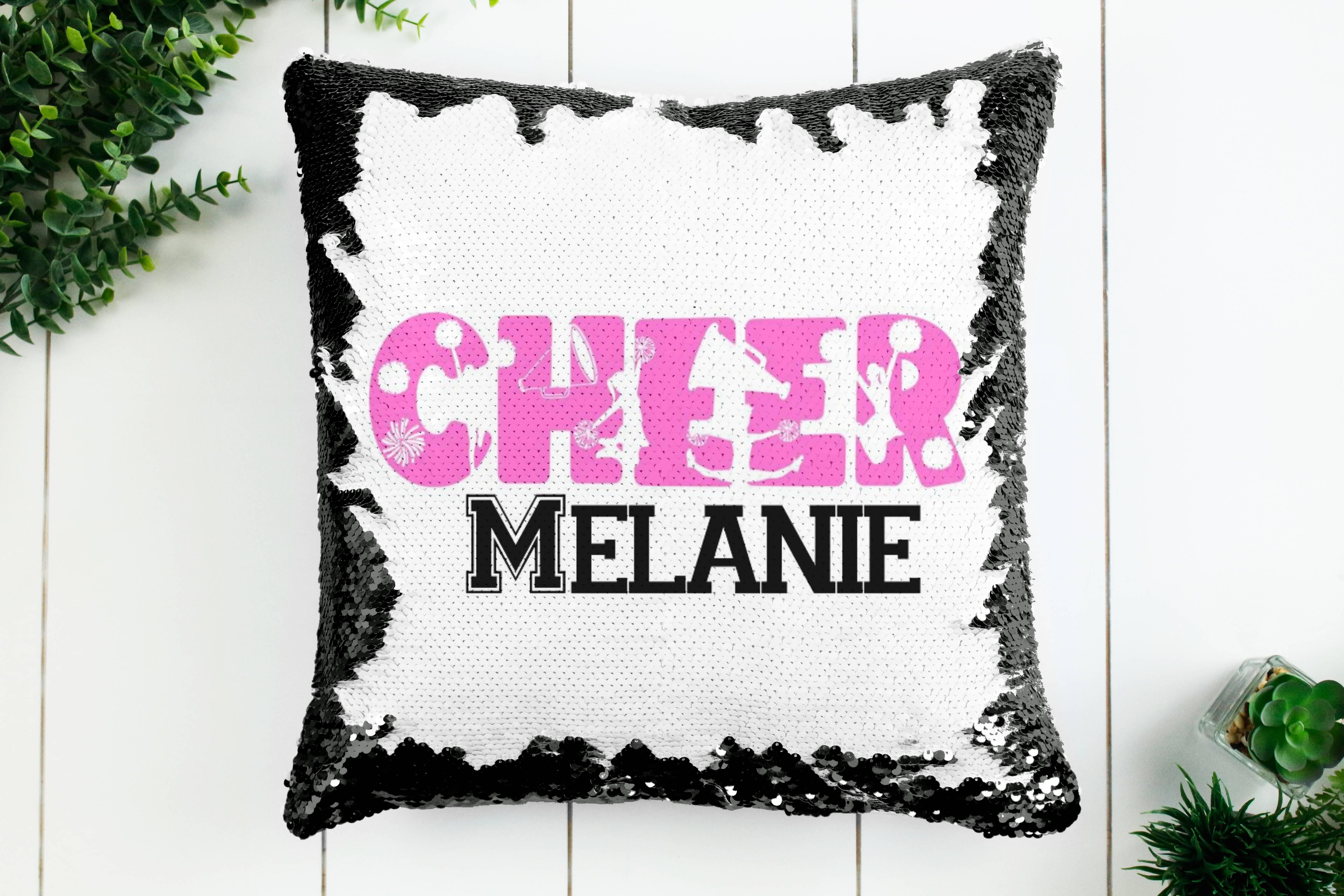 Personalized Cheer Gifts, Cheerleader Team Gift Ideas, Cheer Birthday Party Decor, Cute Gift for Toddler Girls 2, 3, 4, 5, 6, 7 year old, Birthday Gift for Girls, Cheerleader pillow case personalized Sequin Throw Pillowcase Custom Reversible Pillow Decorative Cushion Pillow Cover, Cheer lover gift | Gift for child with Sensory Needs and or Autism,  Birthday Theme Party Supplies
