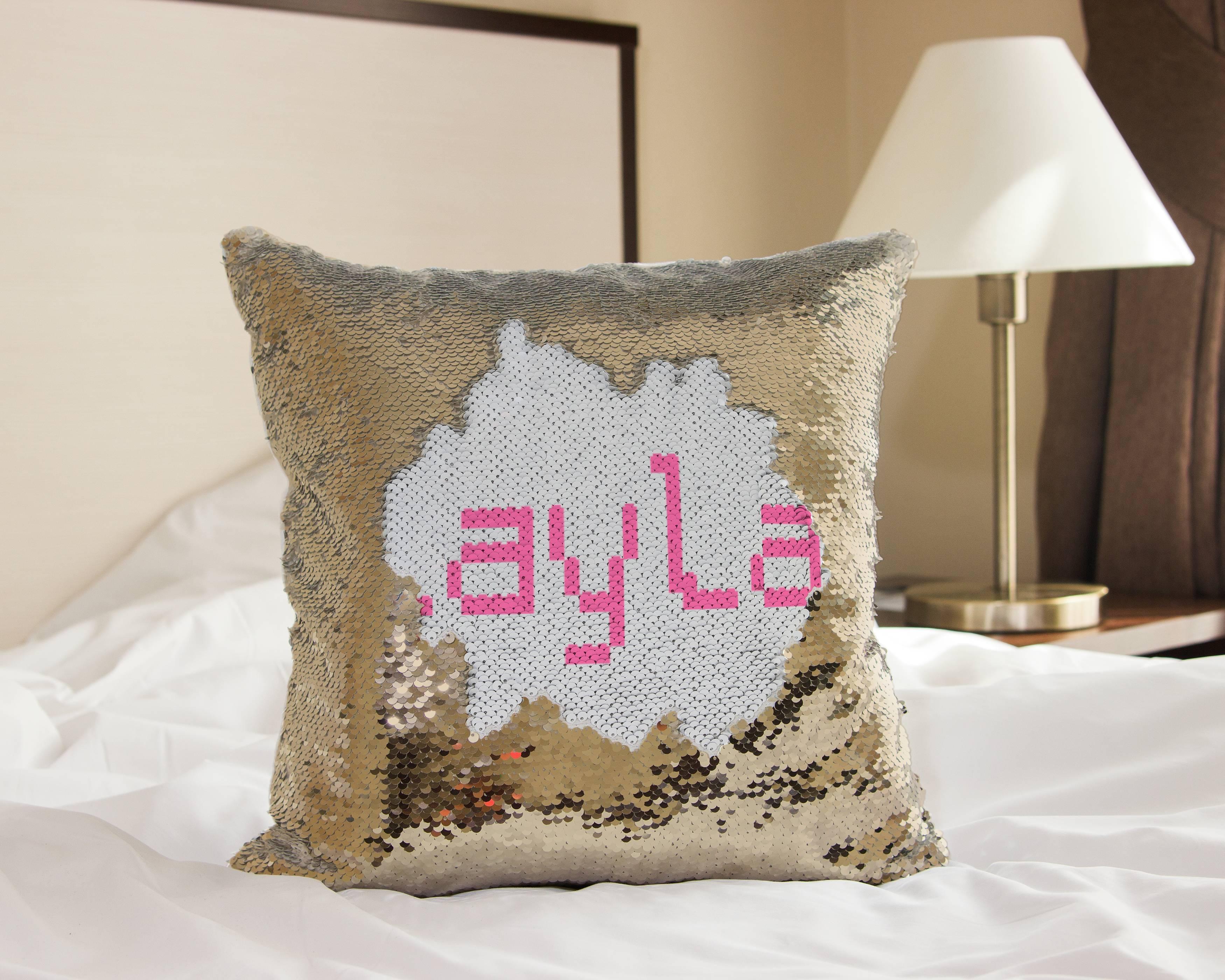 Building Blocks Brick Font Name - Sequin Pillow