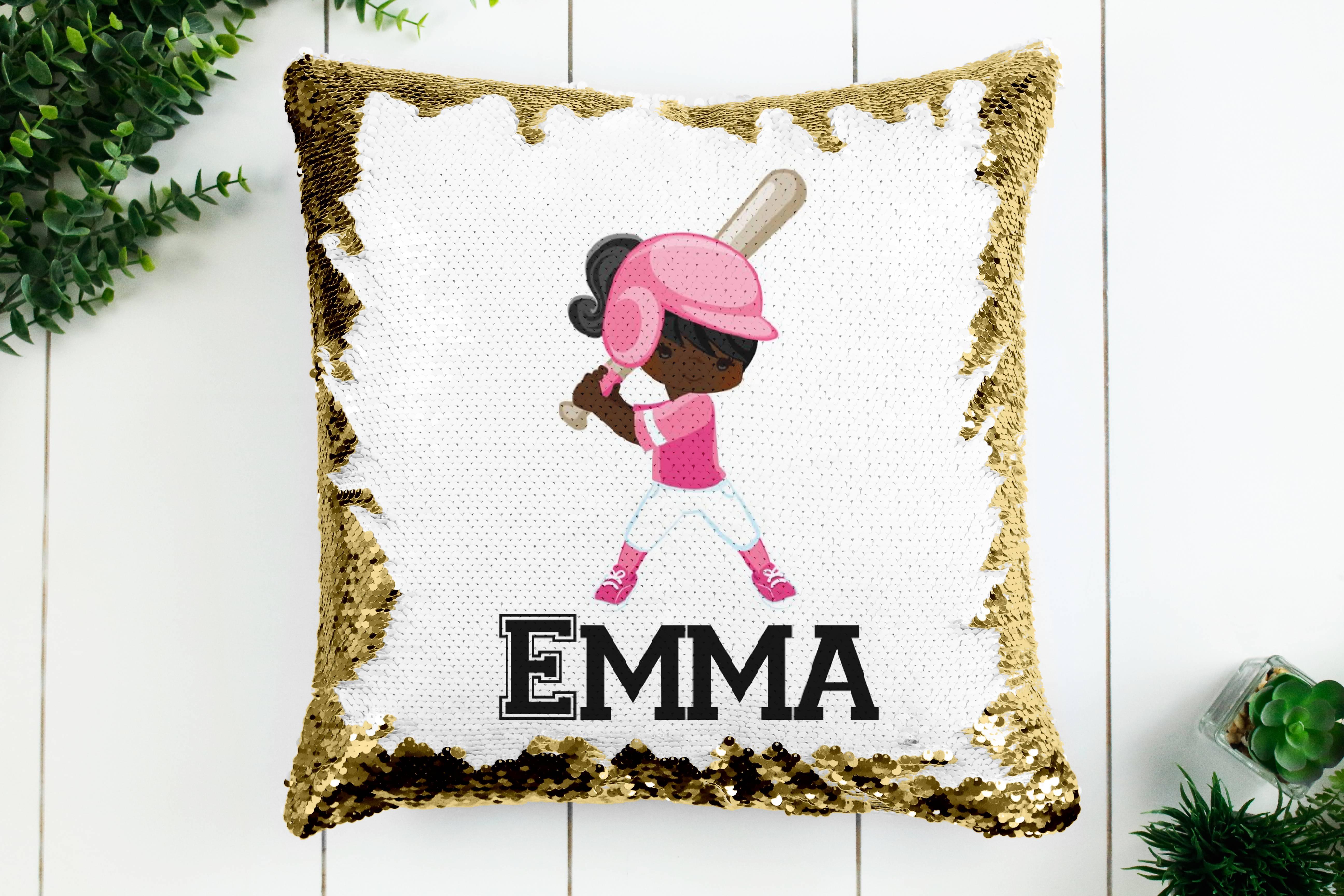 Softball and Sports Birthday Gift for Girls, Softball  pillow case personalized Sequin Throw Pillowcase Custom Reversible Pillow Decorative Cushion Pillow Cover  lover gift  | Gift for child with Sensory Needs and or Autism | Gift for 5 year old Girls | Gift for Girls | Gift for 2 3 4 5 6 year old girls | Personalized Sequin Decor  | Birthday Girl Gift Personalized Pillow for Girls | Gift for Birthday Theme Party Supplies