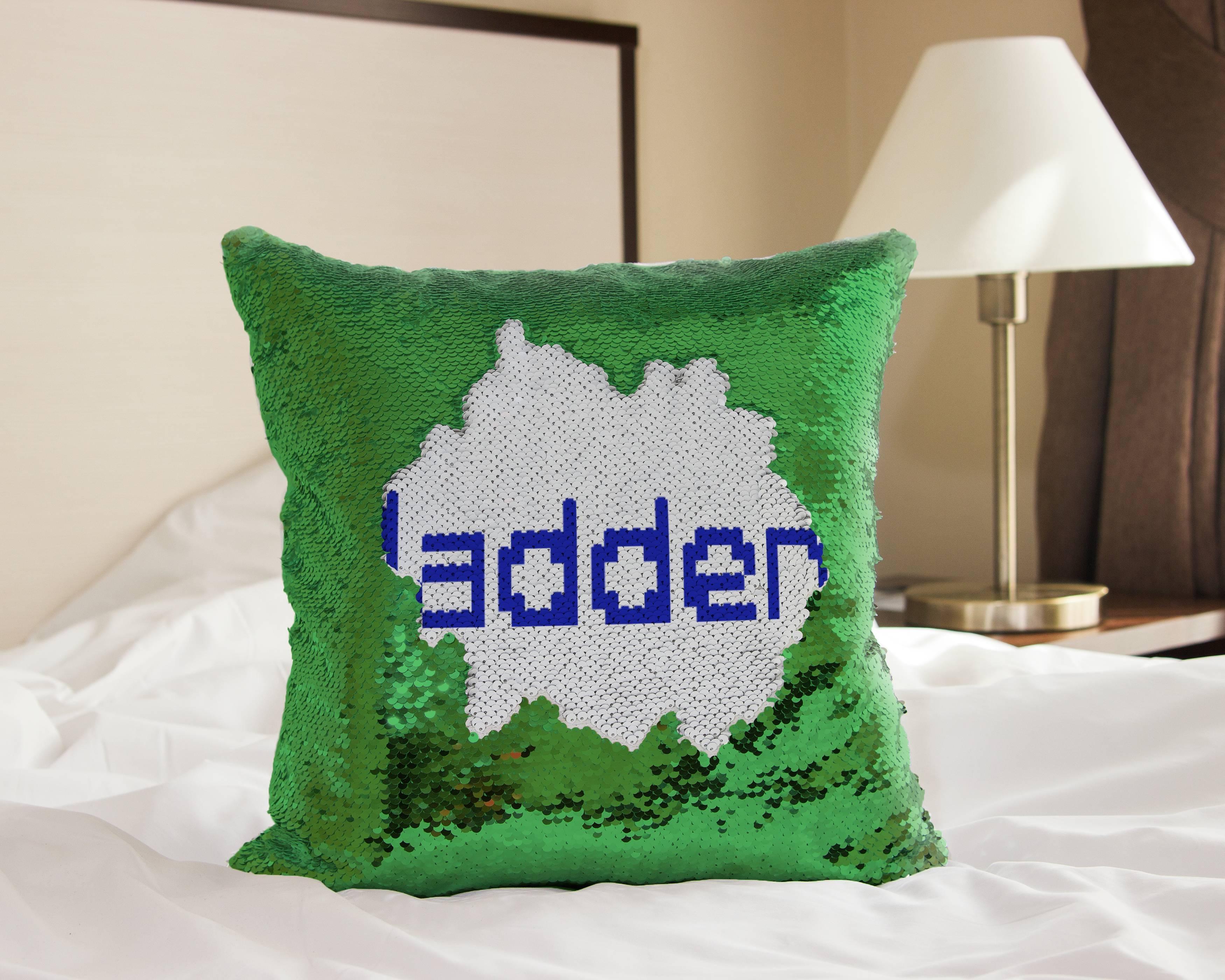 Building Blocks Brick Font Name - Sequin Pillow