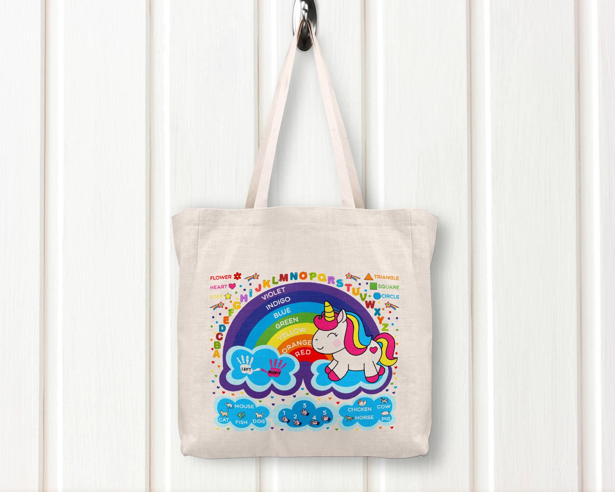 Unicorn PreK Learning - Linen Tote or Backpack - Rejoice In Creation
