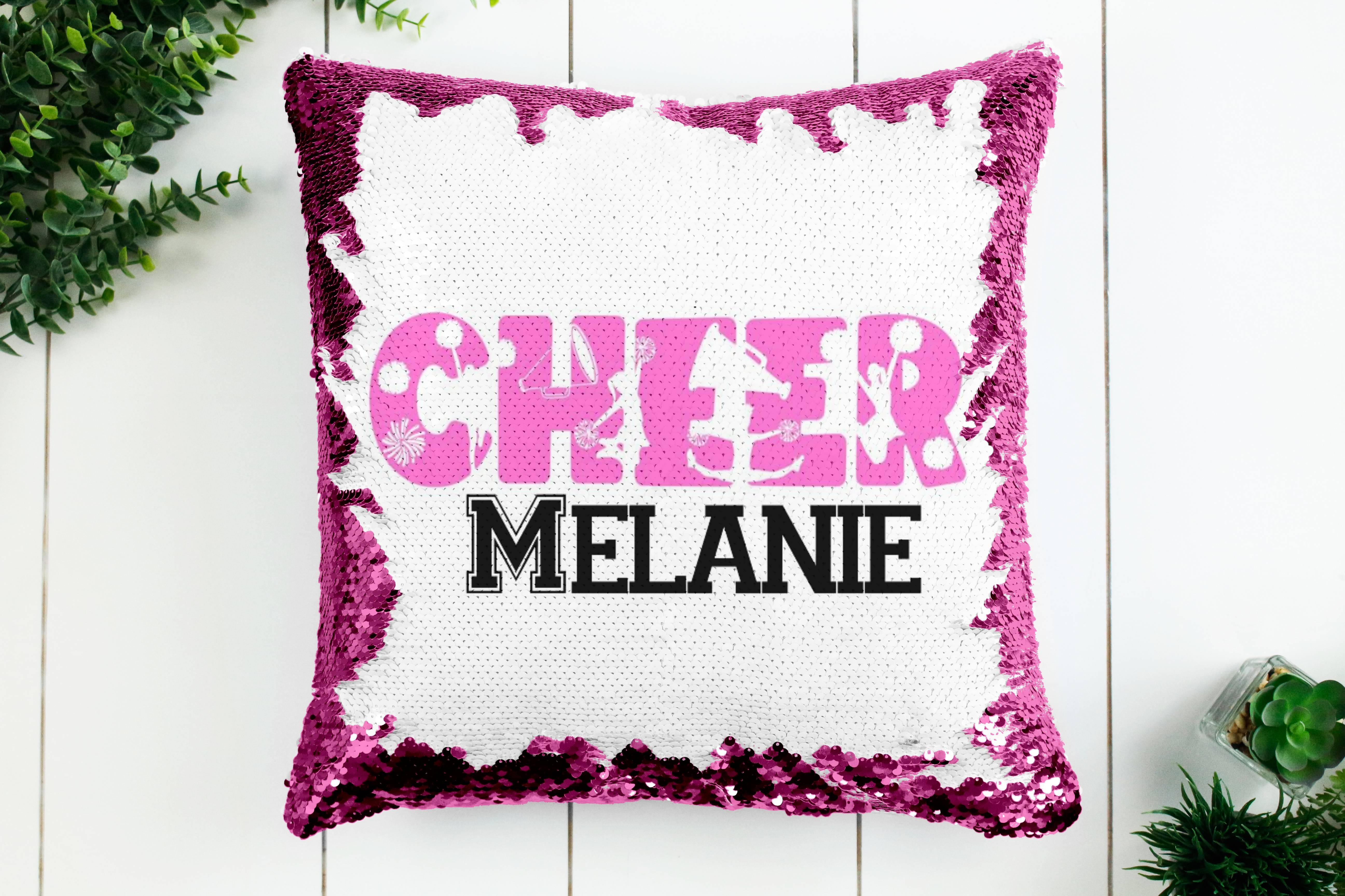 Personalized Cheer Gifts, Cheerleader Team Gift Ideas, Cheer Birthday Party Decor, Cute Gift for Toddler Girls 2, 3, 4, 5, 6, 7 year old, Birthday Gift for Girls, Cheerleader pillow case personalized Sequin Throw Pillowcase Custom Reversible Pillow Decorative Cushion Pillow Cover, Cheer lover gift | Gift for child with Sensory Needs and or Autism,  Birthday Theme Party Supplies