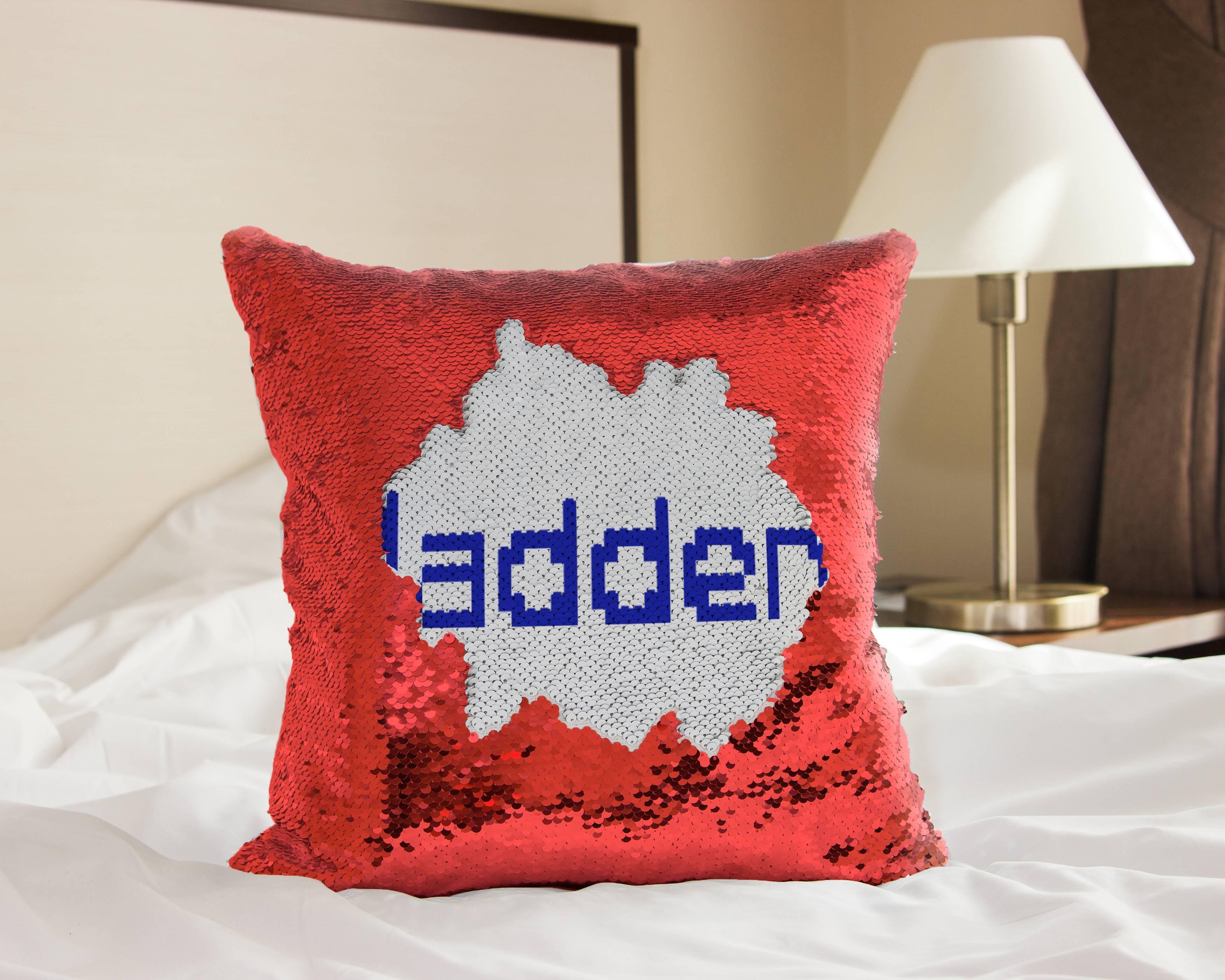 Name sequin outlet pillow