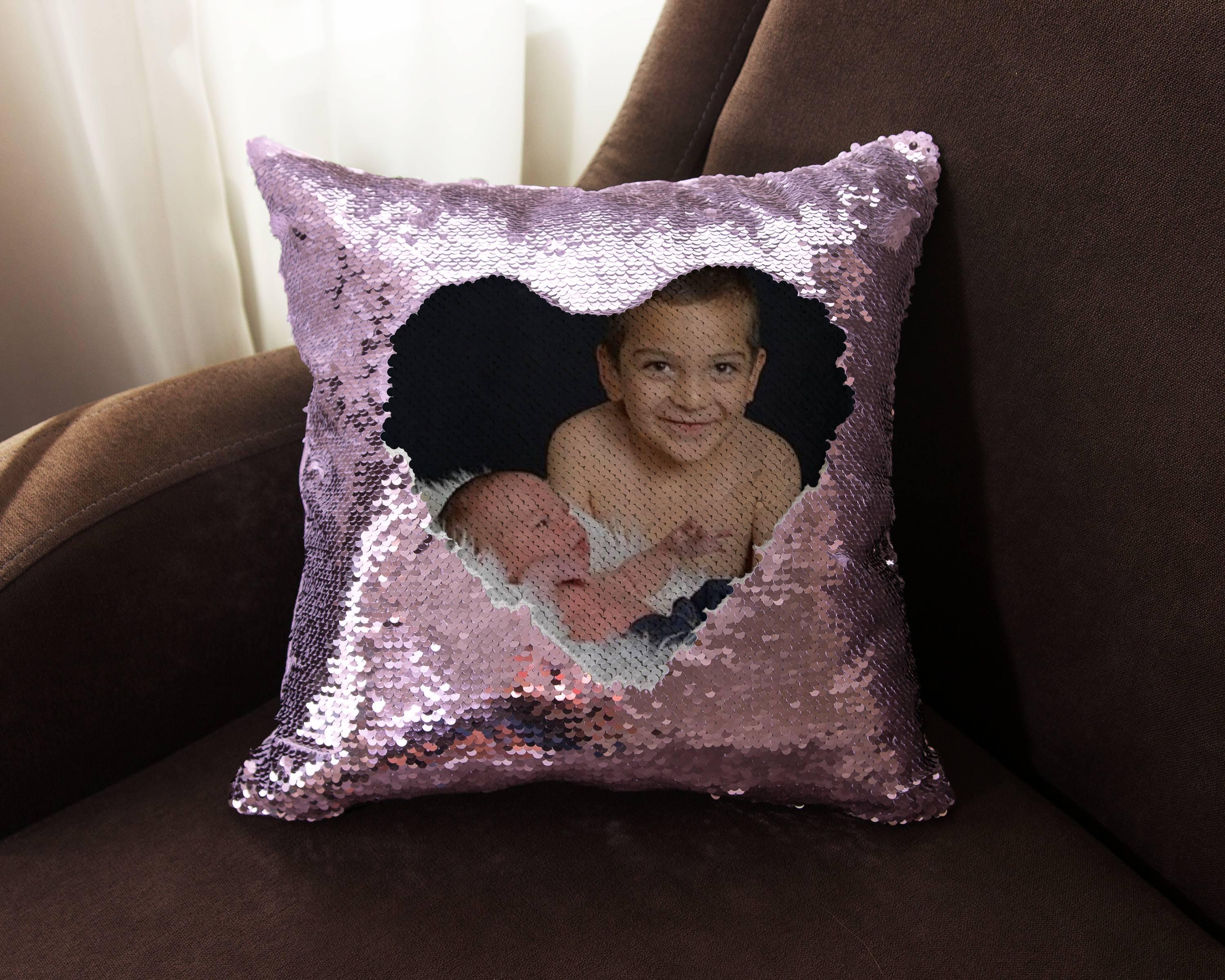 Anniversary Custom Photo Pillow - Sequin