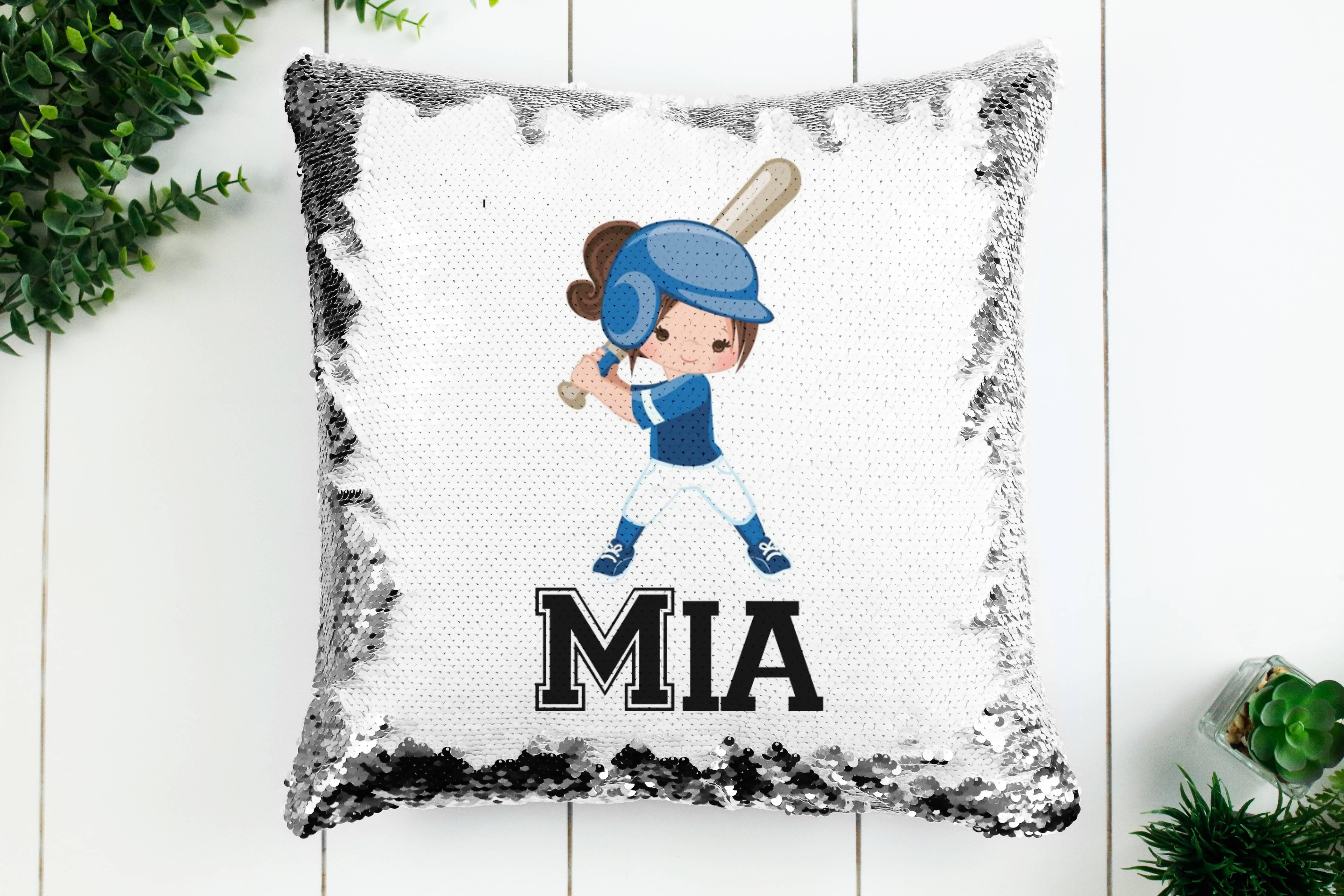 Softball and Sports Birthday Gift for Girls, Softball  pillow case personalized Sequin Throw Pillowcase Custom Reversible Pillow Decorative Cushion Pillow Cover  lover gift  | Gift for child with Sensory Needs and or Autism | Gift for 5 year old Girls | Gift for Girls | Gift for 2 3 4 5 6 year old girls | Personalized Sequin Decor  | Birthday Girl Gift Personalized Pillow for Girls | Gift for Birthday Theme Party Supplies
