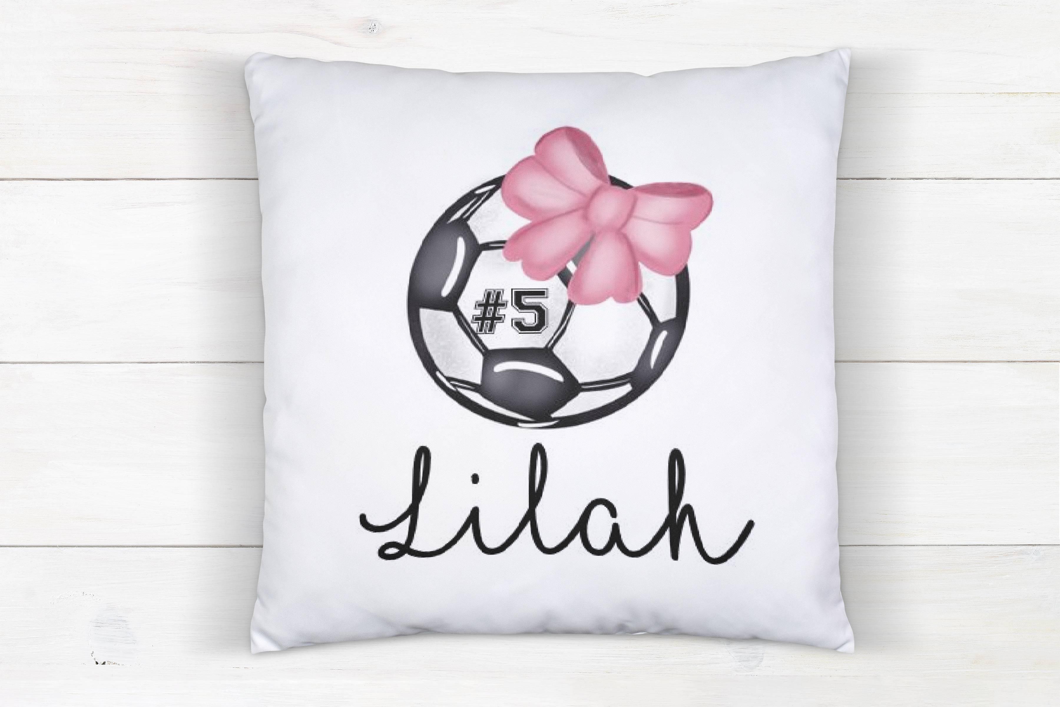 Soccer Ball with Bow Pillow - White or Linen - Rejoice In Creation