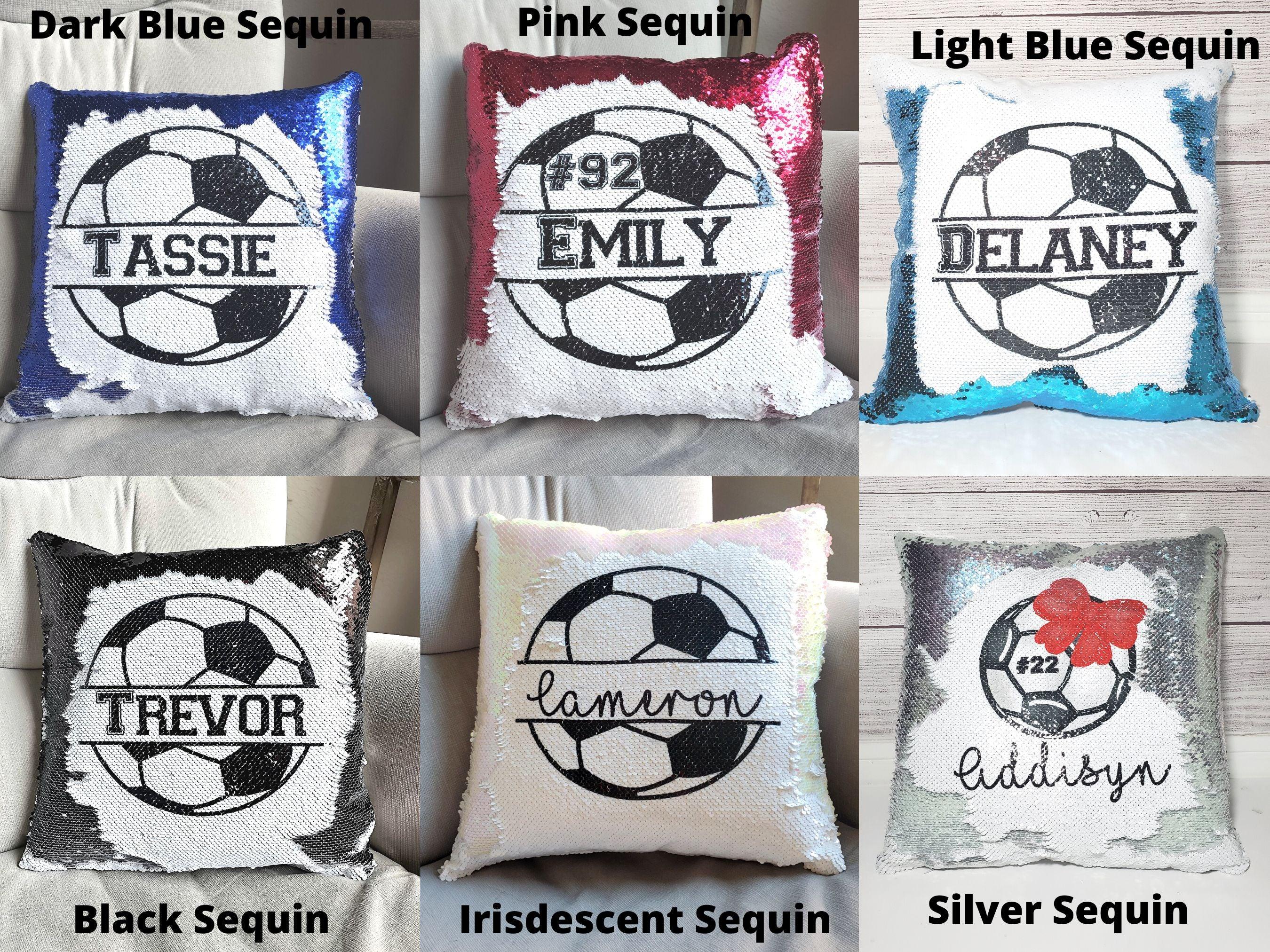 Are you having planning a Soccer birthday party? This pillow adds a special touch to the party décor! This personalized decorative Soccer pillow makes a great gift for any Soccer player. This pillow is perfect for your nursery, teen, or play room decoration and for them to enjoy during  a movie or tv time. They are also great for when taking a nap on the couch, bed or car, etc. They make a great end of soccer season team gift too!