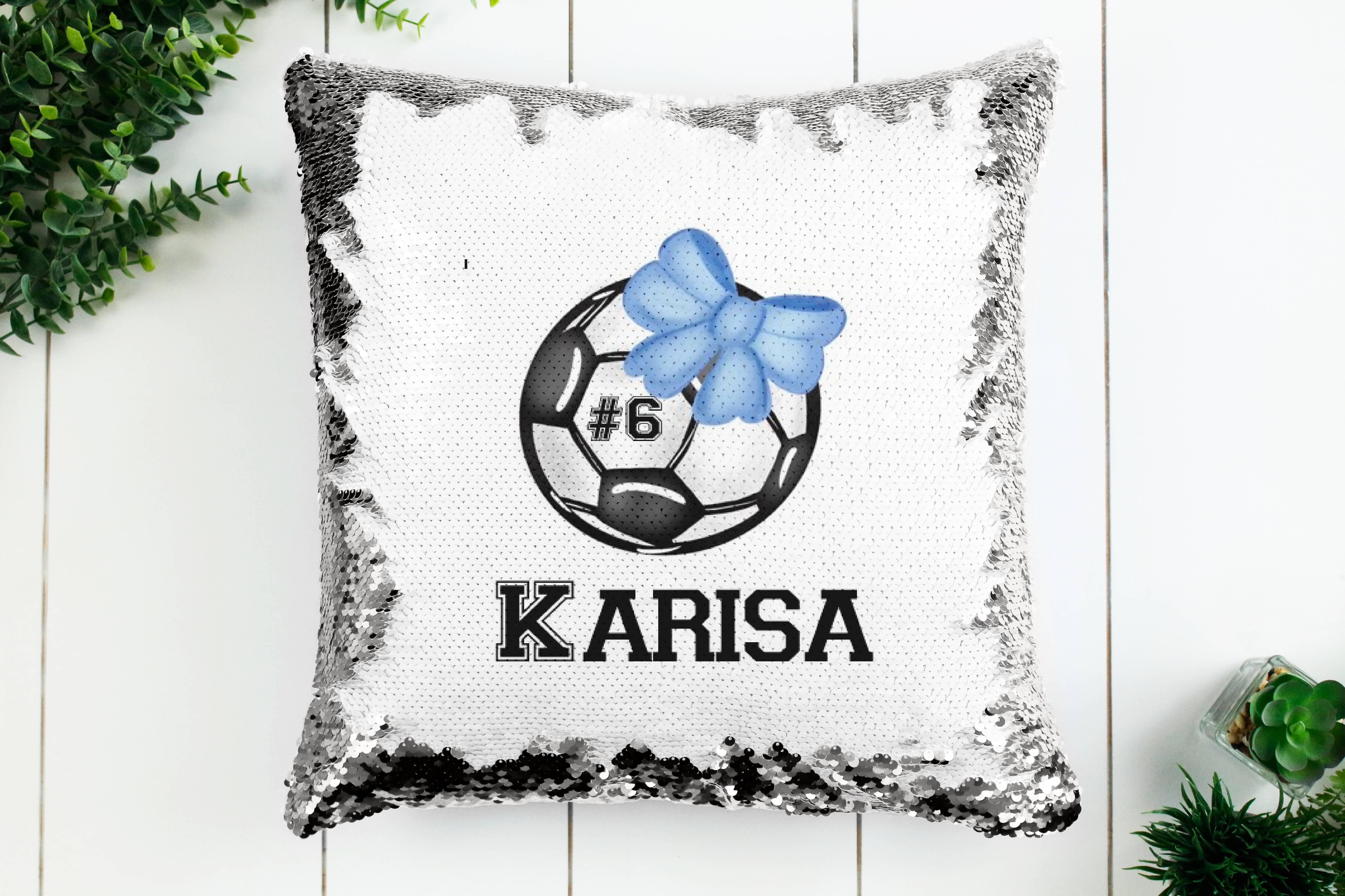 Soccer Gift for Girls , Soccer Decor AllStar Sports Gift | Kids SleepOver Party or Room Decor Pillow, Birthday Gift for Girls, personalized Sequin Throw Pillowcase Custom Reversible Pillow Decorative Cushion Pillow Gift for child with Sensory Needs and or Autism | Gift for 5 year old Girls | Gift for Girls | Gift for 2 3 4 5 6 year old girl Gift | Ballerina Shirt || Gift for Birthday Theme Party Suplies